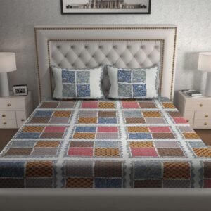 Rajasthani Traditionally Printed Cotton Doublebed Bedsheet With Pack of 2 Pillow Covers